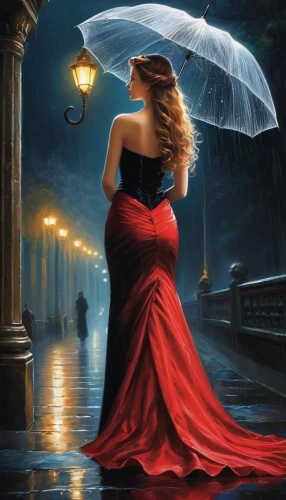 red rose in rain,man in red dress,lady in red,girl in a long dress,romantica,romantic portrait,romantic look,celtic woman,red gown,romantic night,fantasy picture,donsky,red cape,romanza,brolly,walking in the rain,fantasy art,romantic scene,girl walking away,rainswept,Conceptual Art,Daily,Daily 32