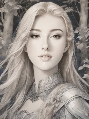 galadriel,margaery,elenore,margairaz,finrod,glorfindel,elona,ellinor,edain,elendil,thingol,white rose snow queen,the snow queen,fantasy portrait,elven,lorian,noldor,gwenllian,lyonesse,wallonien,Digital Art,Ink Drawing