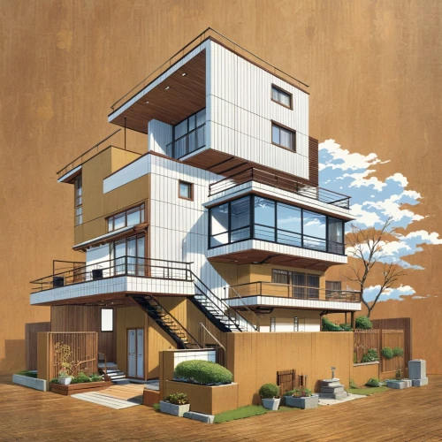modern architecture,cubic house,modern house,houses clipart,cantilevers,3d rendering,sketchup,cantilevered,vivienda,smart house,lofts,sky apartment,homebuilding,townhome,multistory,cube stilt houses,neutra,multifamily,revit,wooden house,Anime,Anime,Realistic