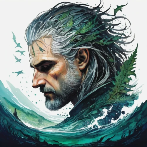 geralt,god of the sea,sea god,poseidon,aegir,the man in the water,the wind from the sea,oratore,witcher,aragorn,atlantean,vinland,aquaman,aegon,waterkeeper,oceanus,drizzt,solidus,man at the sea,flotsam and jetsam,Unique,Paper Cuts,Paper Cuts 01