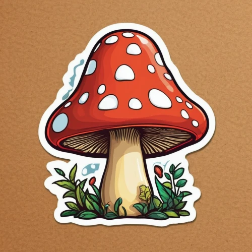 toadstool,red mushroom,mushroom hat,fly agaric,agaric,mushroom type,red fly agaric mushroom,toadstools,forest mushroom,mushroom landscape,amanita,red fly agaric,mushroom,small mushroom,red fly agaric mushrooms,muscaria,mini mushroom,mushrooming,chestnut mushroom,mushroom island,Unique,Design,Sticker