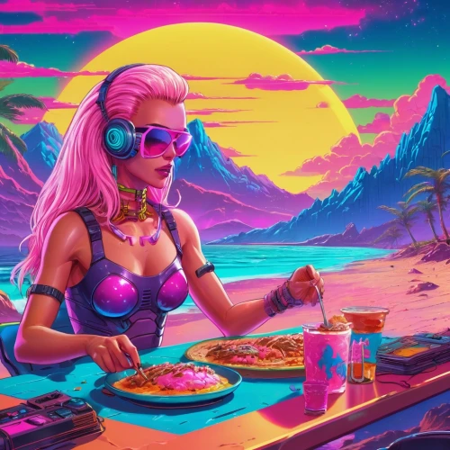 retro diner,80's design,neon drinks,neon ice cream,diner,summer background,neon coffee,neon cocktails,cyberpunk,4k wallpaper 1920x1080,pizazz,aesthetic,neon candies,watermelon wallpaper,retro background,decade,pizza hawaii,pizzeria,futurepop,haulover,Conceptual Art,Sci-Fi,Sci-Fi 27