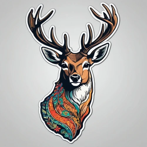 deer illustration,buffalo plaid deer,buffalo plaid antlers,x axis deer elk,deer drawing,red-necked buck,buck antlers,stag,deer head,vector illustration,deer,elk,wapiti,bucks,whitetail buck,whitetail,deer in tears,red deer,glowing antlers,heraldic animal,Unique,Design,Sticker