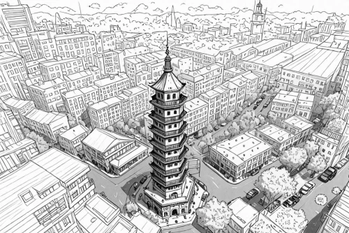 steeples,sketchup,skyscraper town,townscape,spires,city blocks,city buildings,minarets,elphi,spire,unbuilt,steepled,skyscraping,microdistrict,steeple,roofs,midan,towers,townscapes,ancient city,Design Sketch,Design Sketch,Detailed Outline