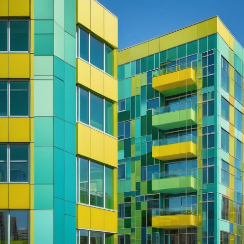 colorful facade,glass facades,apartment blocks,multifamily,apartment block,apartment building,multistorey,colorful glass,colorful city,apartment buildings,block of flats,glass blocks,glass facade,plattenbau,saturated colors,escala,apartments,balconies,multistory,modern architecture,Illustration,Realistic Fantasy,Realistic Fantasy 11