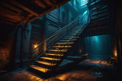 penumbra,stairwell,stairs,stairway,staircase,stair,backstairs,the threshold of the house,creepy doorway,staircases,hallway,upstairs,descent,steel stairs,wooden stairs,escalera,stairwells,corridors,bioshock,stairways,Art,Classical Oil Painting,Classical Oil Painting 19