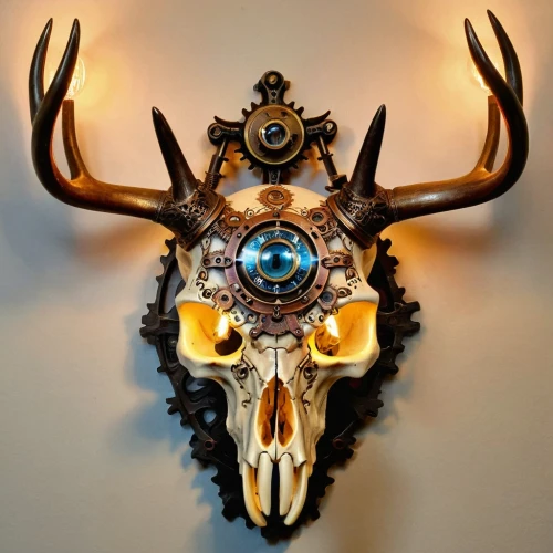 skull sculpture,head plate,skull with crown,sconce,cuckoo clock,deer head,boho skull,taxidermy,animal skull,wall decoration,cuckoo clocks,skull mask,wall decor,wall light,cervus,decorative art,sloviter,buck antlers,tribal bull,skull statue,Illustration,Realistic Fantasy,Realistic Fantasy 13