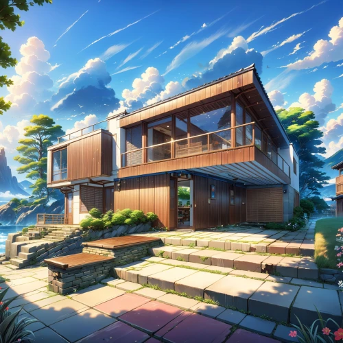 dreamhouse,modern house,house by the water,butka,summer cottage,beautiful home,roof landscape,wooden house,holiday villa,dunes house,home landscape,electrohome,luxury home,houseboat,chalet,mid century house,the cabin in the mountains,forest house,sky apartment,summer house,Anime,Anime,Realistic