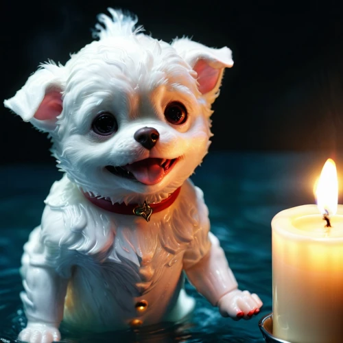 lighted candle,candlelit,candle,candlelight,candle wick,a candle,candle light,candlelights,pugmire,burning candle,cute puppy,toy dog,candelight,3d teddy,barkdoll,white dog,dog angel,valentine candle,huichon,light a candle,Illustration,Realistic Fantasy,Realistic Fantasy 19