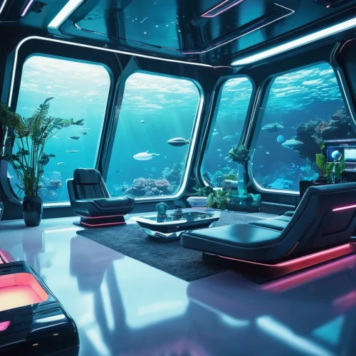 spaceship interior,marine tank,aquarium,deep ocean,ocean underwater,deep sea,undersea,underwater background,fish tank,aquariums,underwater landscape,oceana,underwater oasis,ocean floor,ufo interior,seaquarium,aqua studio,aboard,underwater playground,coral reef,Conceptual Art,Sci-Fi,Sci-Fi 04