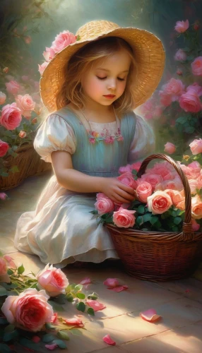 girl picking flowers,flower painting,girl in flowers,picking flowers,splendor of flowers,gekas,beautiful girl with flowers,flower girl,little girl in pink dress,flower background,girl in the garden,painter doll,springtime background,flowers in basket,flower basket,children's background,flower garden,blooming roses,heatherley,art painting,Conceptual Art,Daily,Daily 32