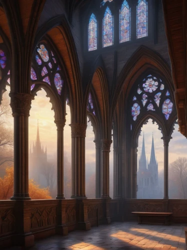 hall of the fallen,cathedrals,neverwinter,cathedral,sanctuary,neogothic,gothic church,morning light,theed,praetorium,magisterium,schuiten,haunted cathedral,shadowgate,fantasy landscape,schuitema,dreamfall,sundering,rivendell,sanctum,Illustration,Realistic Fantasy,Realistic Fantasy 27