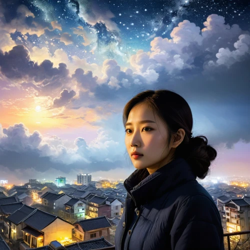 korean drama,starry sky,moonlighters,yunjin,night sky,busan night scene,siwan,the night sky,sky,kdrama,skyflower,younha,nightsky,gongsun,sonatine,sky butterfly,moon and star background,cosmogirl,hanok,star sky,Illustration,Realistic Fantasy,Realistic Fantasy 18