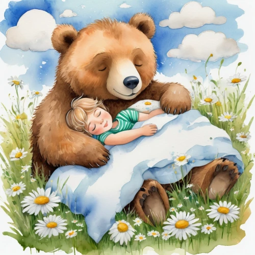 sleeping bear,baby and teddy,cuddling bear,little bear,baby bear,scandia bear,bear cub,cute bear,nursery decoration,baby care,bear teddy,bear cubs,bearshare,teddy bear,bearishness,bearhug,kids illustration,watercolor baby items,teddybear,babyhood,Illustration,Paper based,Paper Based 25