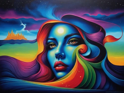 paschke,welin,leota,third eye,woman thinking,oil painting on canvas,grafite,ariadne,head woman,aquarius,precognition,duenas,siggeir,pintura,psychosynthesis,andromeda,mother earth,dream art,dali,sedna,Illustration,Realistic Fantasy,Realistic Fantasy 25