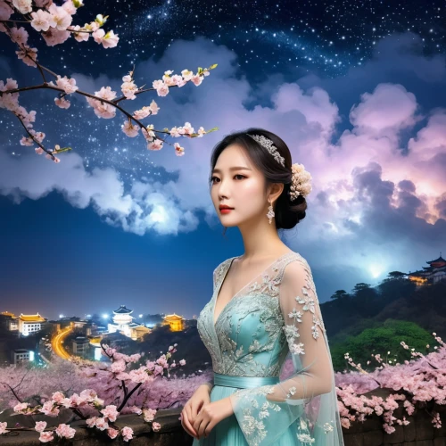 oriental princess,hanfu,chuseok,fairy queen,hanbok,fantasy picture,yunjin,chun,youqian,landscape background,queen of the night,yandong,white rose snow queen,siwan,cheongsam,yunwen,starry sky,blue moon rose,ao dai,mt seolark,Photography,Fashion Photography,Fashion Photography 12