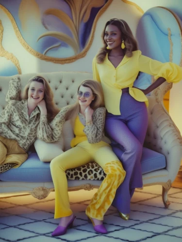 bananarama,retro women,austra,serebro,stooshe,pantsuits,gold and purple,vintage fashion,muharem,yellow jumpsuit,beatenberg,reinas,temptresses,seventies,vintage girls,caftans,electropop,purple and gold,karmin,sugababes