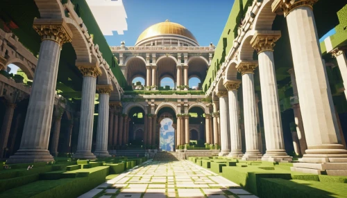 theed,shaders,marble palace,voxel,big mosque,colonnaded,pillars,columns,palaces,grand mosque,ancient city,shader,hall of the fallen,labyrinthian,render,mausoleum ruins,voxels,andalus,mosque,mihrab,Conceptual Art,Oil color,Oil Color 14