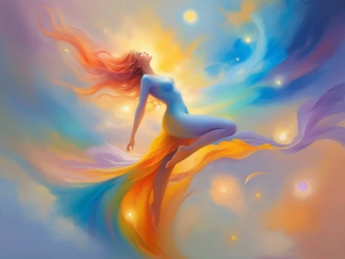 sylphs,vibrantly,harmonix,firedancer,flame spirit,vibrancy,fantasy art,whirling,eurythmy,vibrational,world digital painting,fire dancer,enchantment,dancing flames,soulforce,fantasia,colorful background,harmony of color,dreamtime,fluidity,Illustration,Realistic Fantasy,Realistic Fantasy 01