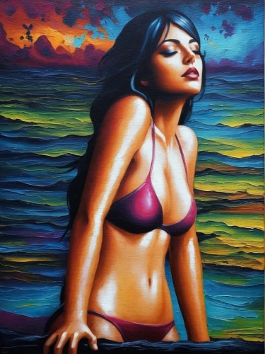 welin,oil painting on canvas,oil painting,viveros,bather,pintura,jasinski,chicana,mousseau,girl on the river,chicanas,el mar,polynesian girl,sirena,madhumati,neon body painting,art painting,girl on the boat,pintor,oil on canvas,Illustration,Realistic Fantasy,Realistic Fantasy 25