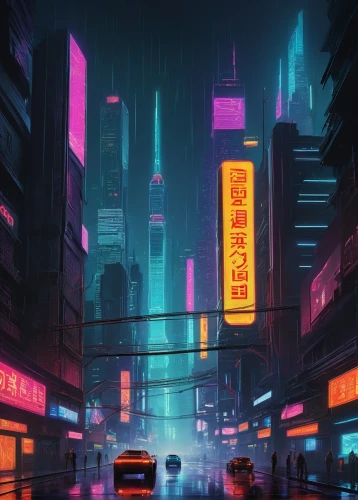 cyberpunk,cityscape,cybercity,tokyo city,shinjuku,colorful city,mongkok,shanghai,kowloon,neon arrows,tokyo,bladerunner,urban,cybertown,neons,guangzhou,neon sign,city at night,cyberscene,evening city,Art,Classical Oil Painting,Classical Oil Painting 30