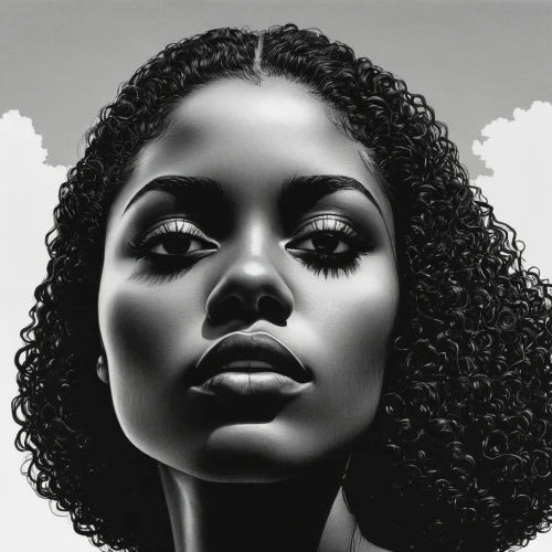 sade,vrih,mahdawi,african american woman,black woman,miseducation,navys,kelefa,afrocentrism,knowles,charlayne,beautiful african american women,azealia,rasheeda,mapei,womanism,rankin,chrisette,digital painting,azilah,Illustration,Black and White,Black and White 16