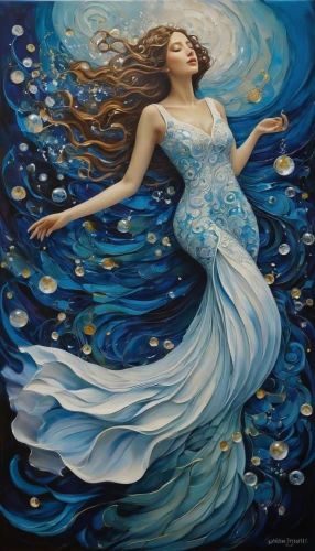 water nymph,sirena,amphitrite,the wind from the sea,the sea maid,fluidity,sirene,fathom,naiad,whirlwinds,siren,flowing,mediterranee,aquarius,undine,nereid,ondine,girl in a long dress,riverdance,acqua,Illustration,Realistic Fantasy,Realistic Fantasy 30