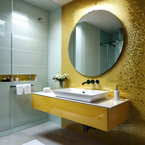gold stucco frame,luxury bathroom,gold wall,corian,bagno,gold lacquer,abstract gold embossed,search interior solutions,shagreen,gold paint stroke,modern minimalist bathroom,bath room,contemporary decor,interior modern design,yellow wallpaper,gold foil shapes,ensuite,interior decoration,marazzi,blossom gold foil,Photography,General,Realistic