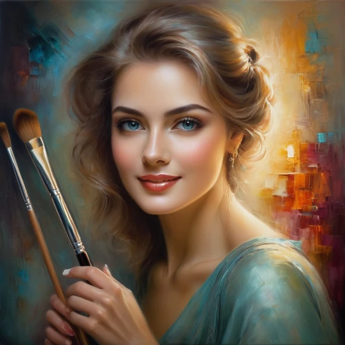 cosmetic brush,romantic portrait,painter,fantasy portrait,world digital painting,italian painter,art painting,artist brush,photo painting,painting technique,airbrushing,painting,meticulous painting,perfumer,flautist,flutist,women's cosmetics,applying make-up,romantic look,artist portrait,Conceptual Art,Daily,Daily 32