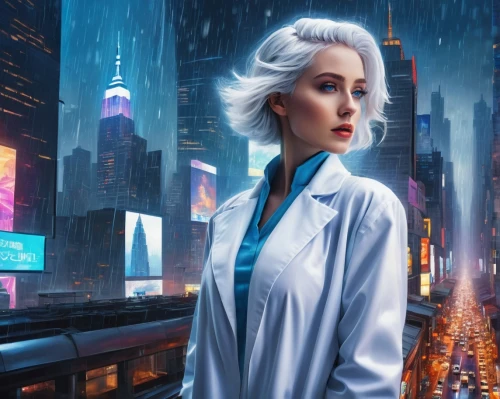 female doctor,sci fiction illustration,whitecoat,replicants,cyberpunk,neurosurgeon,megapolis,futurists,dystopian,docteur,lady medic,metropolis,cybertown,transistor,transhumanism,shadowrun,cyberia,world digital painting,replicant,satari,Art,Artistic Painting,Artistic Painting 35