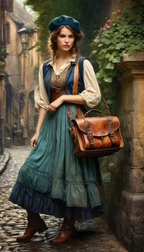 girl in a historic way,vintage woman,travel woman,pilgrim,vintage girl,girl walking away,victorian lady,fraulein,evacuee,townsfolk,basketmaker,storybook character,troubador,dirndl,scotswoman,old suitcase,belle,eponine,suitcase,vintage women,Conceptual Art,Fantasy,Fantasy 05