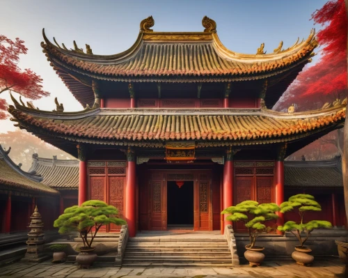 asian architecture,hall of supreme harmony,buddhist temple,buddha tooth relic temple,qibao,hanging temple,hengdian,wudang,tianxia,shuozhou,chaozhou,qufu,dacheng,yenching,zhaozhou,taoist,qingcheng,baoqing,guoxing,soochow,Art,Classical Oil Painting,Classical Oil Painting 37