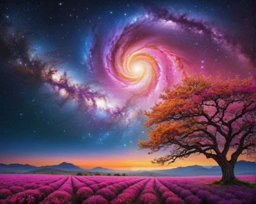 spiral galaxy,purple landscape,colorful tree of life,wavelength,galaxy,fractals art,galaxy collision,cosmic flower,fairy galaxy,colorful spiral,galactic,space art,universe,purple and pink,galaxity,cosmic eye,cosmos,fractal environment,cosmos field,fantasy picture,Photography,General,Natural