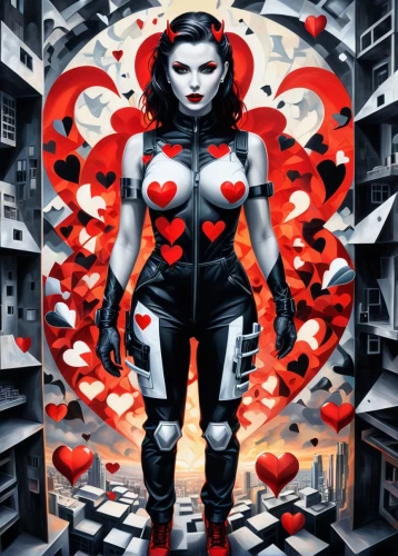 domino,scarlet witch,bloodrayne,promethea,maximoff,bulletgirl,baroness,queen of hearts,romanoff,red lantern,bachalo,comic book,elektra,wildstorm,madelyne,manhunter,black widow,comic halftone woman,red super hero,red matrix,Art,Artistic Painting,Artistic Painting 45