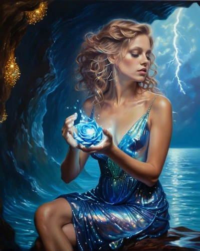 blue enchantress,aquarius,fantasy picture,amphitrite,sirena,fathom,fantasy art,water nymph,atlantica,crystal ball-photography,zodiac sign gemini,fantasy portrait,nereid,undine,zodiac sign libra,crystal ball,aquarian,siren,mer,atlantik,Illustration,Realistic Fantasy,Realistic Fantasy 37