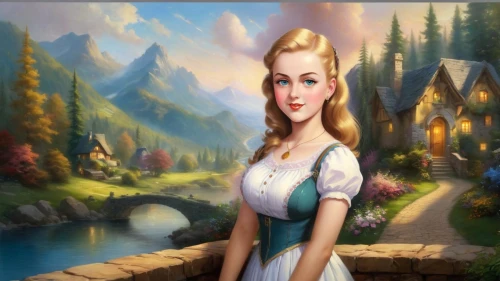 dorthy,fairy tale character,dirndl,eilonwy,fantasy picture,landscape background,storybook character,belle,world digital painting,dorothy,fairy tale icons,fraulein,children's background,portrait background,fantasy art,alice in wonderland,cinderella,nessarose,fantasy portrait,princess anna