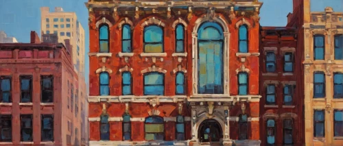 roebling,rowhouses,flatiron building,driehaus,guthrie,soulard,brownstones,alabama theatre,facade painting,bovard,saenger,berczy,weisman,ohio theatre,bluemner,lowertown,italianate,schomburg,city buildings,rowhouse,Conceptual Art,Oil color,Oil Color 20