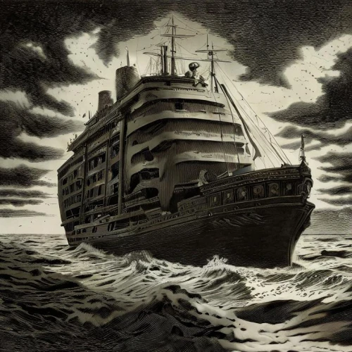 lusitania,mauretania,troopship,radebaugh,aquitania,westerdam,titantic,sea fantasy,britannic,lurianic,aground,cruceros,the wreck of the ship,shipwreck,ocean liner,ghost ship,shipkowski,maersk,concordia,oceanliner,Art sketch,Art sketch,19th Century