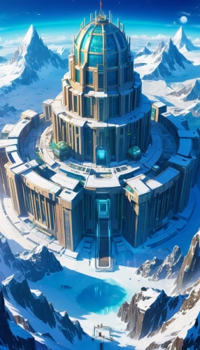 ice castle,ice planet,ancient city,tirith,summit castle,snow house,fortress,observatory,snowhotel,peter-pavel's fortress,scythopolis,tunheim,skylands,citadel,jotunheim,concordia,stratofortresses,citadels,marble palace,hyperborean,Illustration,Japanese style,Japanese Style 03