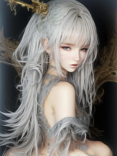 peignoir,artist doll,gray,painter doll,doll figure,bjd,angel figure,gray color,silvered,lillith,ahlert,female doll,silvery,elenore,saom,tumbling doll,clay doll,silver rain,bns,aion