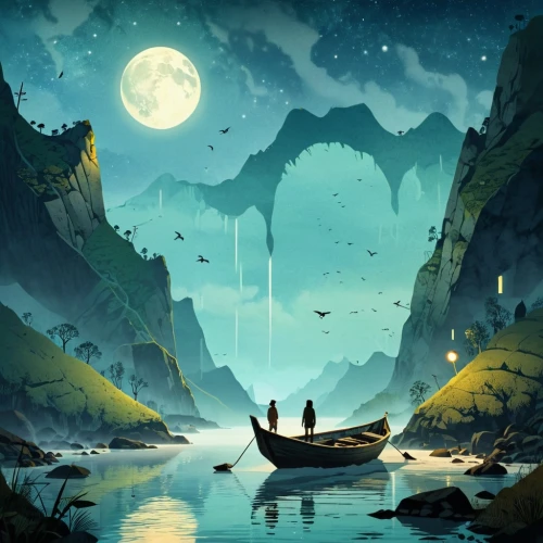 beautiful wallpaper,moon and star background,moonlit night,fantasy landscape,fantasy picture,hanging moon,world digital painting,landscape background,moonscapes,music background,lunar landscape,night scene,moonlit,cartoon video game background,musical background,lunar,the moon,art background,serene,dream world,Conceptual Art,Daily,Daily 20