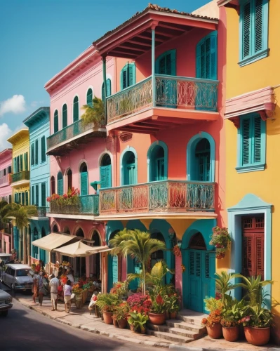 curacao,christiansted,frederiksted,oranjestad,grenada,caye caulker,colorful facade,guadeloupe,sanjuan,anguilla,guadeloupean,martinique,coconut grove,houses clipart,providenciales,curacoa,cayard,varadero,san juan,guadelupe,Art,Artistic Painting,Artistic Painting 22