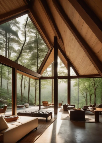 sunroom,forest house,japanese-style room,roof landscape,wooden roof,amanresorts,house in the forest,the cabin in the mountains,folding roof,chalet,beautiful home,interior modern design,alishan,3d rendering,wooden beams,house in the mountains,summer house,teahouse,house in mountains,asian architecture,Conceptual Art,Sci-Fi,Sci-Fi 22