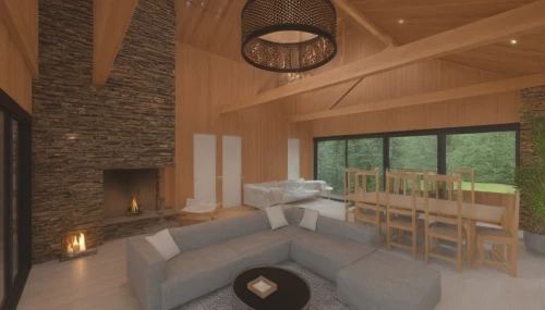 inverted cottage,fire place,3d rendering,renderings,cabin,small cabin,the cabin in the mountains,log cabin,wooden beams,fireplace,modern living room,lodge,render,wooden sauna,timber house,new england style house,chalet,family room,mid century house,log home,Photography,General,Realistic