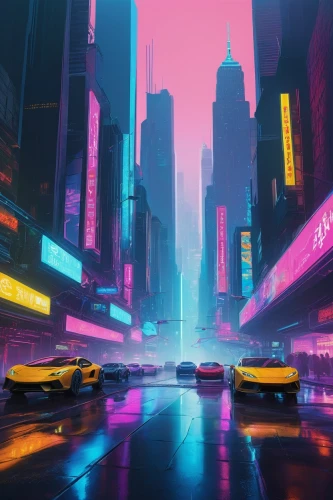 cyberpunk,futuristic landscape,cybercity,cityscape,colorful city,futuristic,neon arrows,polara,metropolis,cyberscene,neons,synth,neon,cybertown,bladerunner,urban,cyberworld,vapor,fantasy city,cityzen,Art,Artistic Painting,Artistic Painting 22