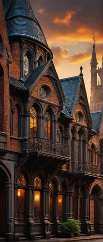 brownstones,victorian house,victorian,old victorian,victoriana,victorians,beautiful buildings,victorian style,altgeld,hogwarts,fairy tale castle,rowhouses,houses silhouette,row houses,brownstone,townhouses,diagon,townhomes,yale university,fairytale castle,Art,Classical Oil Painting,Classical Oil Painting 05