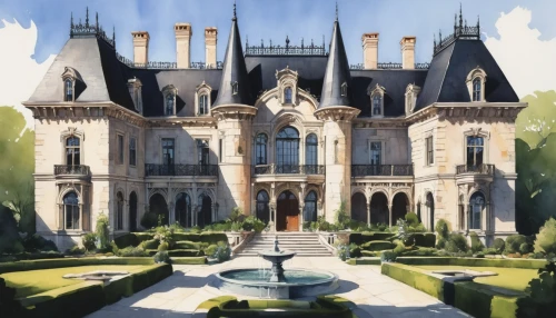 chateau,chateaux,mansion,chateauesque,ritzau,palladianism,greystone,mansions,dunrobin,fairy tale castle,lugou,palatial,maplecroft,duvillard,villate,manoir,castlelike,luxury property,castelul peles,royalston,Art,Artistic Painting,Artistic Painting 24