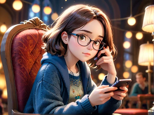 girl studying,girl making selfie,reading glasses,girl with speech bubble,world digital painting,on the phone,lotte,commissionner,kids illustration,little girl reading,cute cartoon image,game illustration,girl at the computer,telephone operator,mei,phone,megane,cute cartoon character,ritsuko,woman holding a smartphone,Anime,Anime,Cartoon