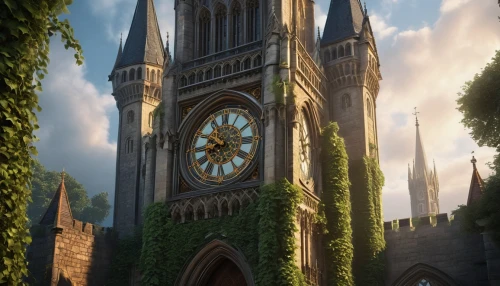 clocktower,clock tower,gothic church,theed,rivendell,notre dame,notredame,cathedral,edensor,riftwar,church towers,grandfather clock,cryengine,render,3d rendered,tower clock,spire,church tower,nargothrond,3d render,Illustration,Abstract Fantasy,Abstract Fantasy 10