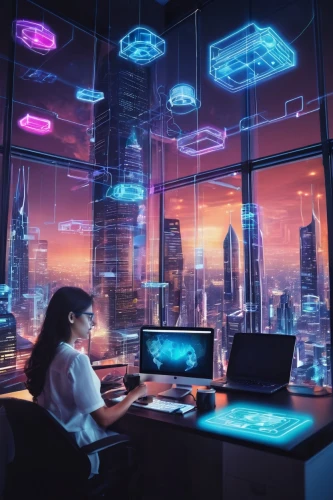 computer room,cyberpunk,the server room,cybertown,modern office,cybercity,cyberspace,computerworld,holodeck,cyberworld,cyberport,creative office,cyberscene,cybercafes,cyberia,cyberview,neon human resources,virtualized,computerization,workspaces,Illustration,Realistic Fantasy,Realistic Fantasy 37